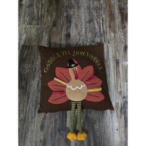 PIER 1  Turkey Gobble Til You Wobble THROW PILLOW Thanksgiving